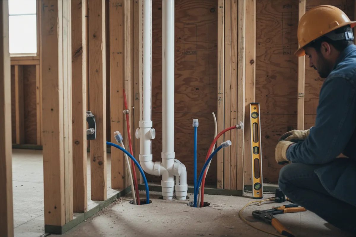 Drain and supply rough-in during Sump Pump Repair in Coarsegold